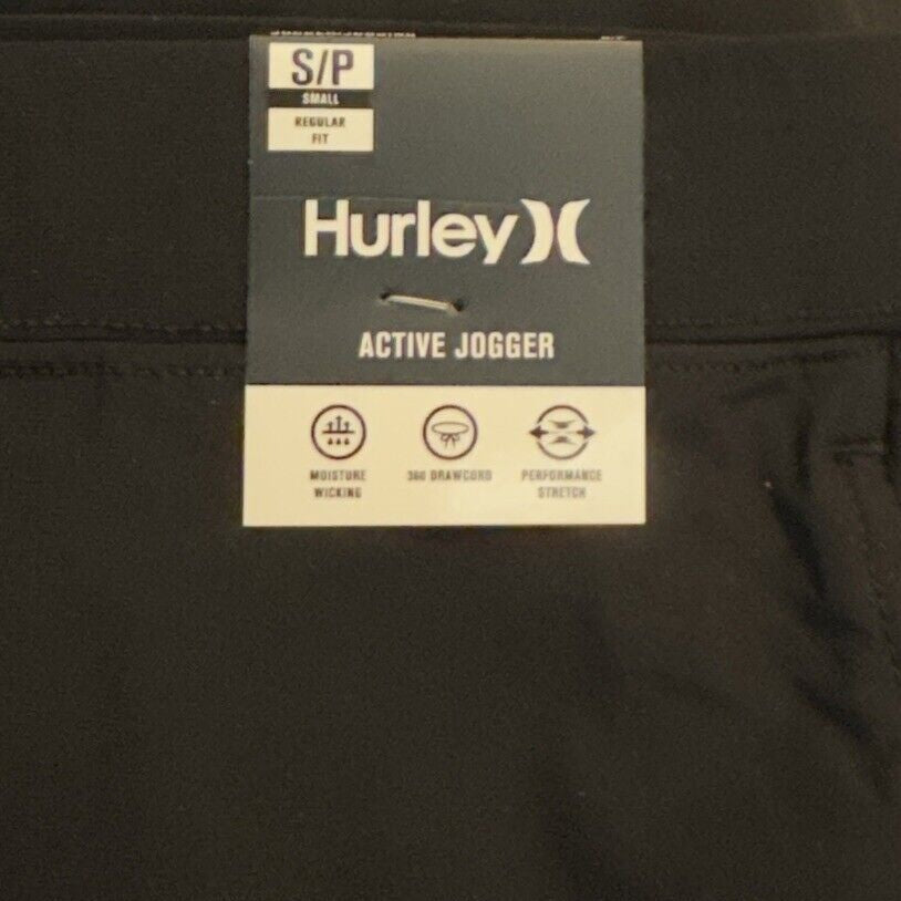 $60 Hurley Men's Bootcamp Block Logo Active Woven Joggers- Black - Small - New