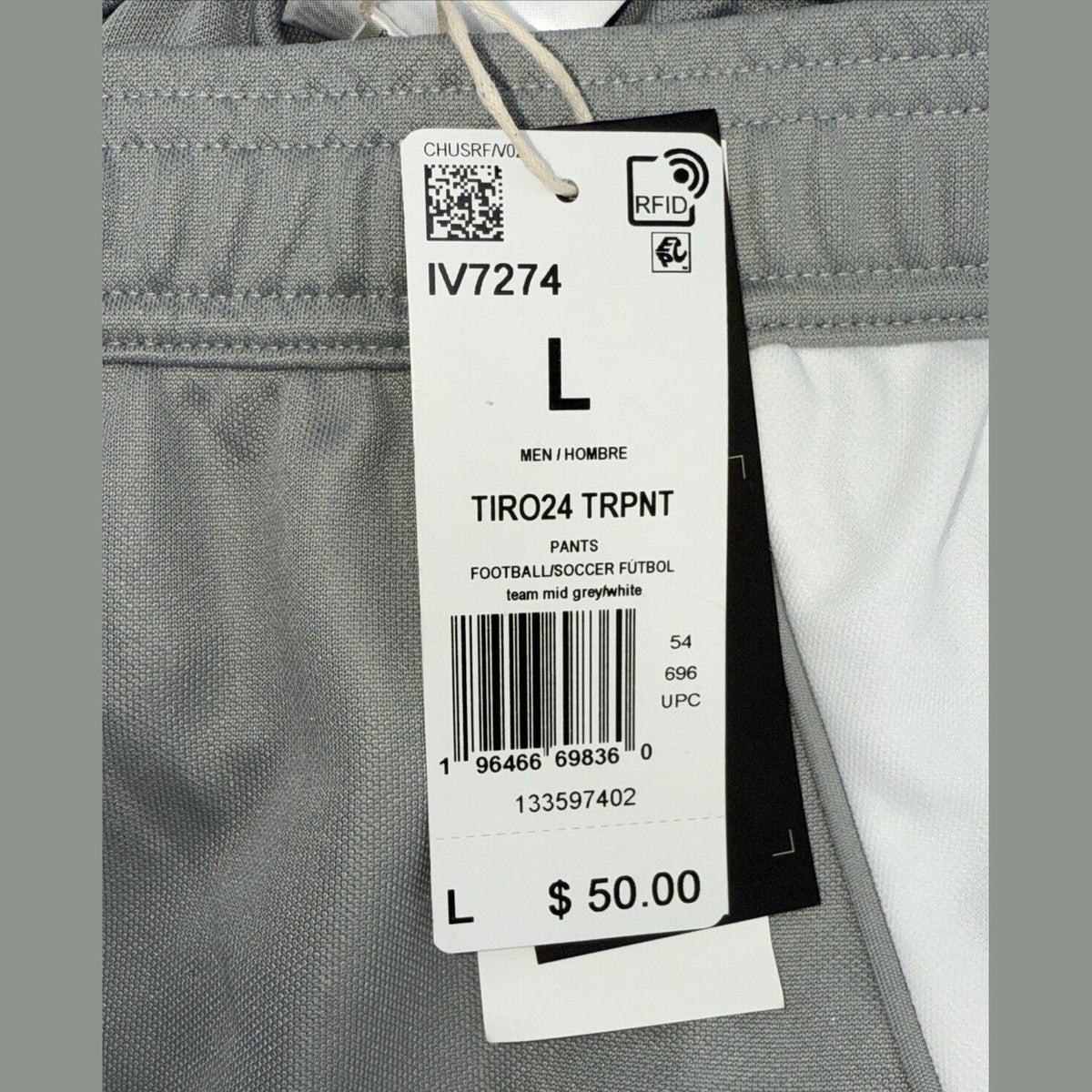 $50 Adidas Men's Tiro 24 Slim Training Pants- Grey On White-Large Tall (32L) New