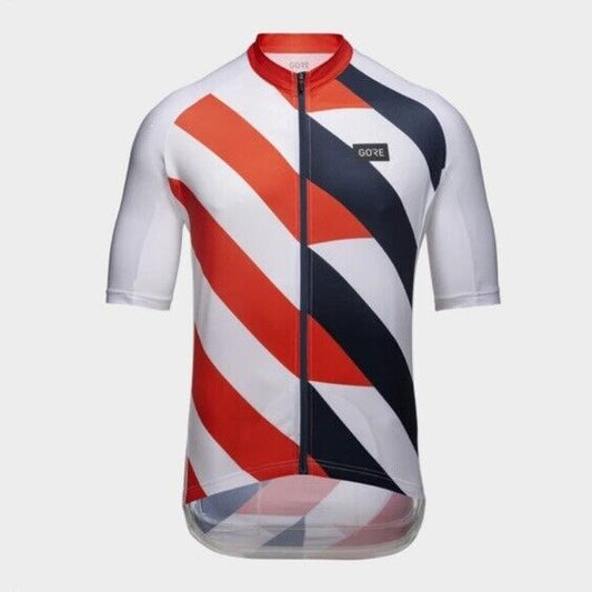 $95 Gore Wear Men Signal Cycling Full Zip Short Sleeve Jersey-White Multi-Medium