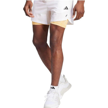 $75 ADIDAS Men's Power Workout 2-in-1 Training Shorts IS3837- White- Large 9”-