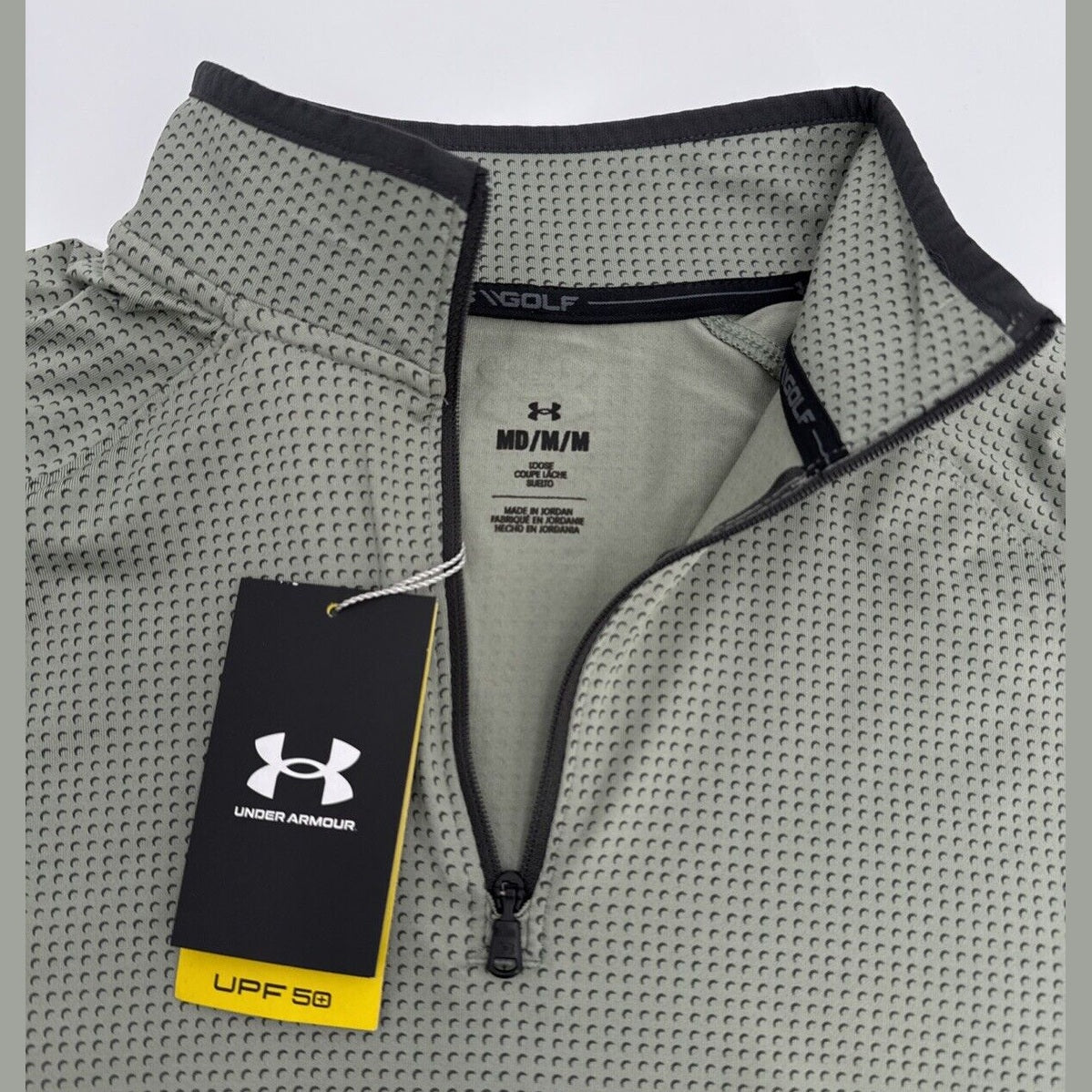 $75 Under Armour Men’s T2 Half Moons Print 1/4 Zip Golf Top - Green- Medium -New