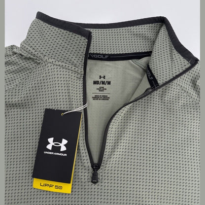 $75 Under Armour Men’s T2 Half Moons Print 1/4 Zip Golf Top - Green- Medium -New