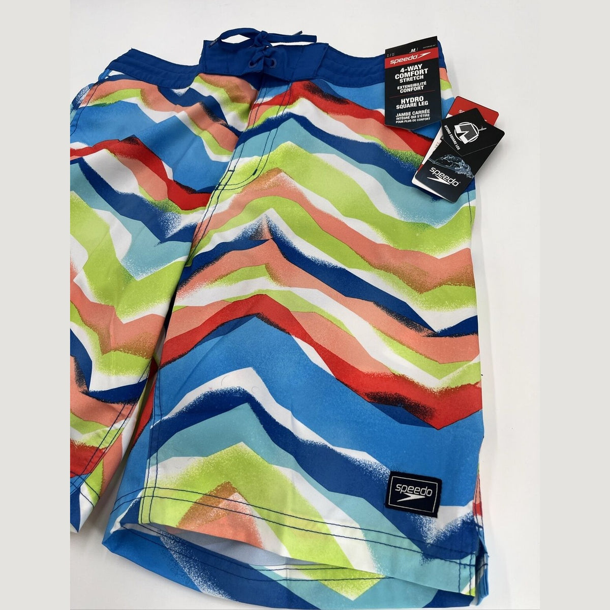 $62 Speedo Men’s Bondi 9""  Comfort Stretch Lined Boardshorts-Multi-Medium-New
