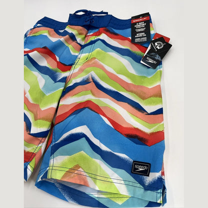 $62 Speedo Men’s Bondi 9""  Comfort Stretch Lined Boardshorts-Multi-Medium-New