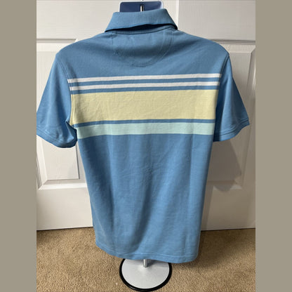 IZOD Men's Advantage Performance Short Sleeve Stripe Polo- Blue/Yellow-Small-New