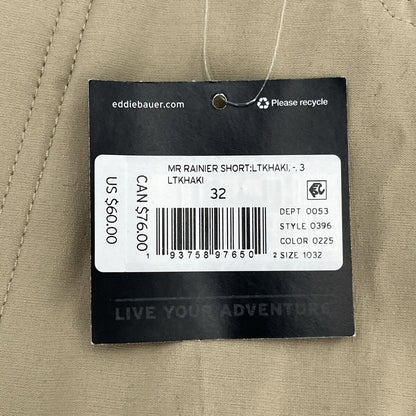 Eddie Bauer Men's Rainier Shorts 11 Inch Hiking Performance-Khaki -32W-New $70