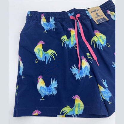$70 Chubbies The Fowl Plays 5.5" Inseam Swim Trunks- Blue -Medium-New Tag