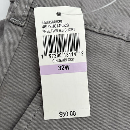 $50 Izod Men’s Classic Chino Saltwater 9.5” Shorts -Cinderblock Taupe-32W-New