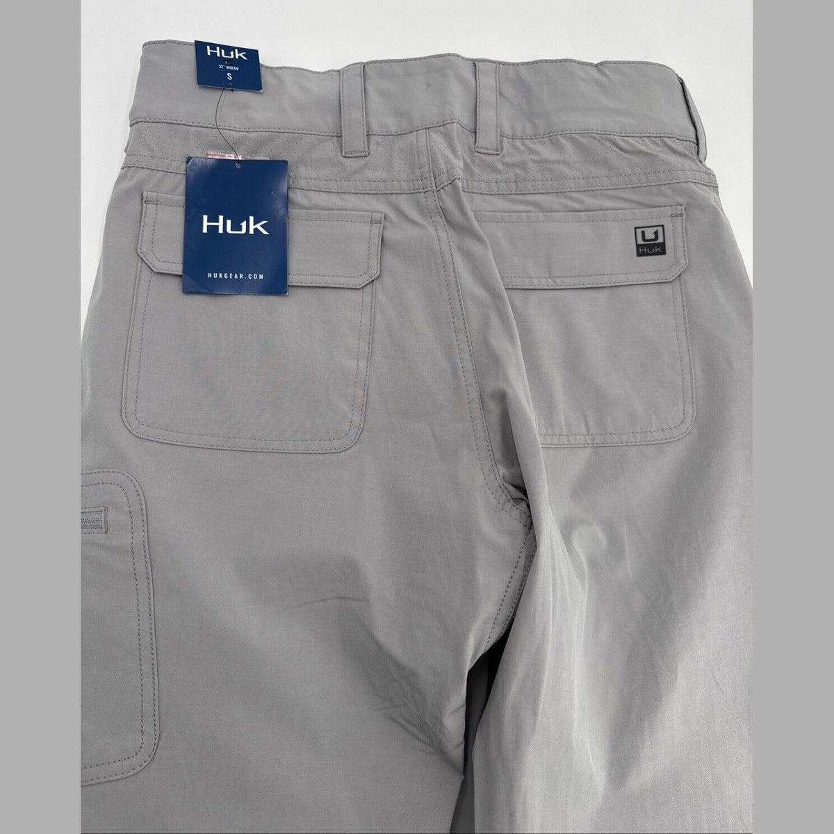 $80 Huk Men’s Next Level Pants Fishing Hiking Stretchy-Overcast Grey-Small-New