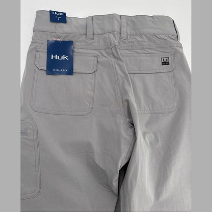$80 Huk Men’s Next Level Pants Fishing Hiking Stretchy-Overcast Grey-Small-New