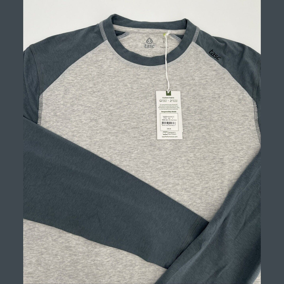 Tasc Men’s Carrollton Blocked Long Sleeve Fitness T-Shirt-Heather Gray-Small-New