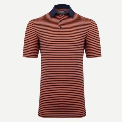 $109 KJUS Men’s Luis Stripe Comfort Golf Polo Shirt MG60-JO8-Tangerine-Small-New