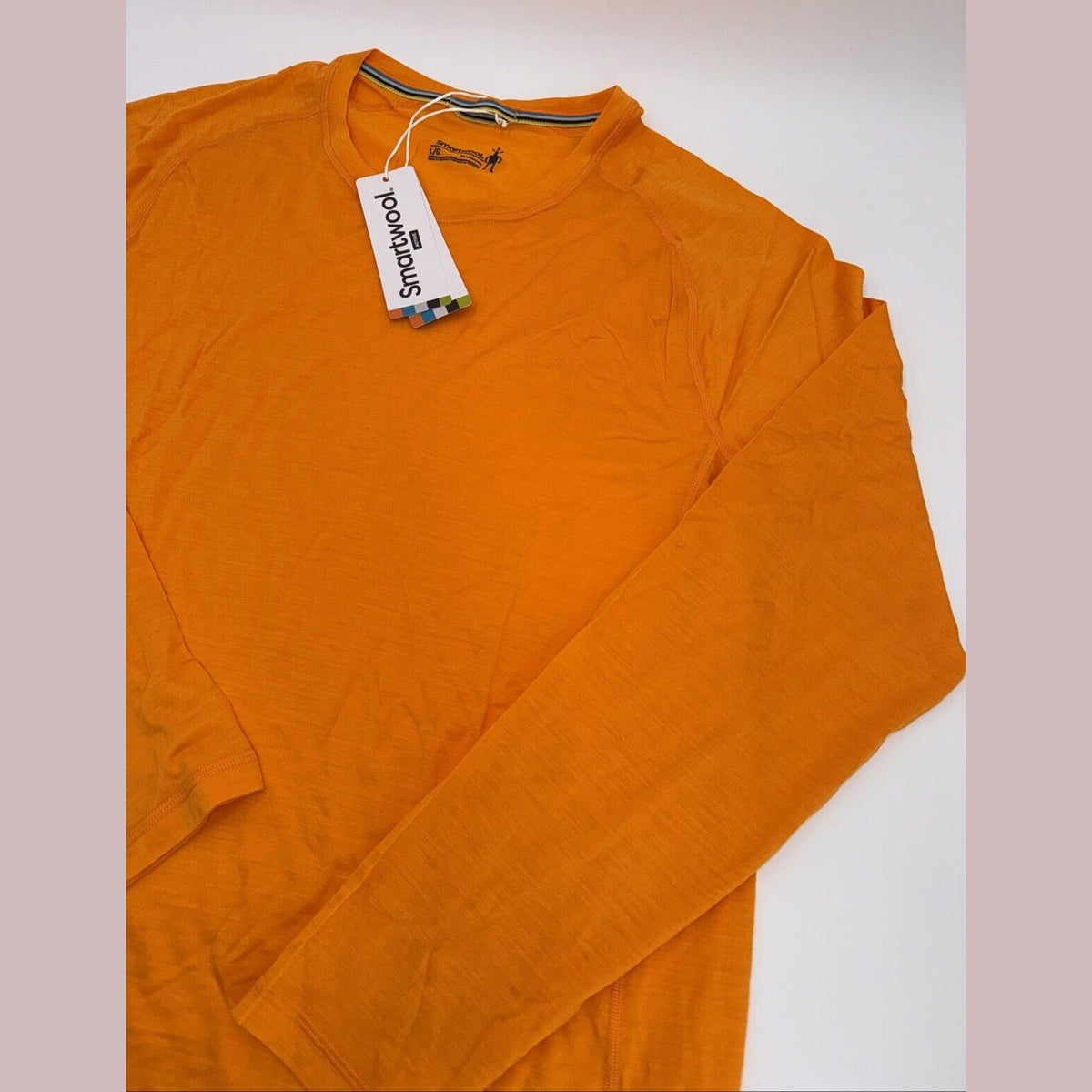 $75 Smartwool Men’s Active Ultralight Long Sleeve Shirt-Summer Orange-Large -New