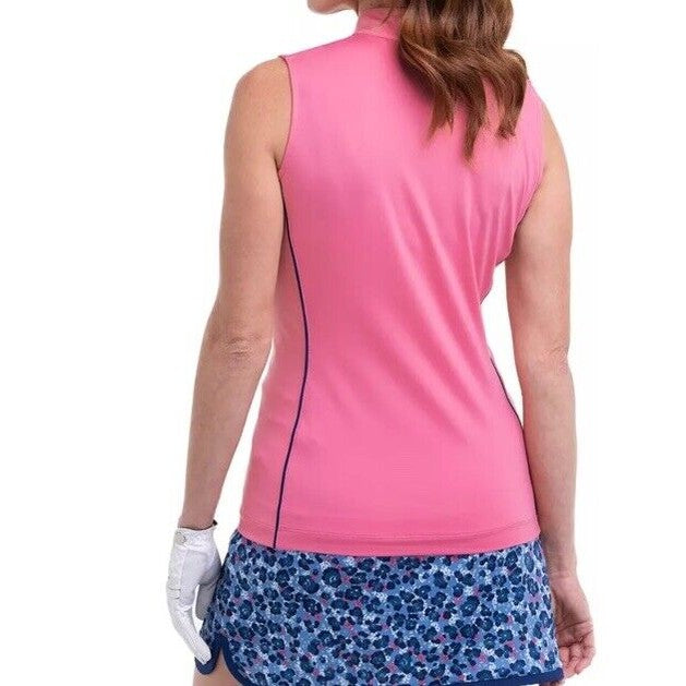 EP New York Women's Sleeveless Zip Mock Golf Shirt- Rouge- XLarge- MSRP $80