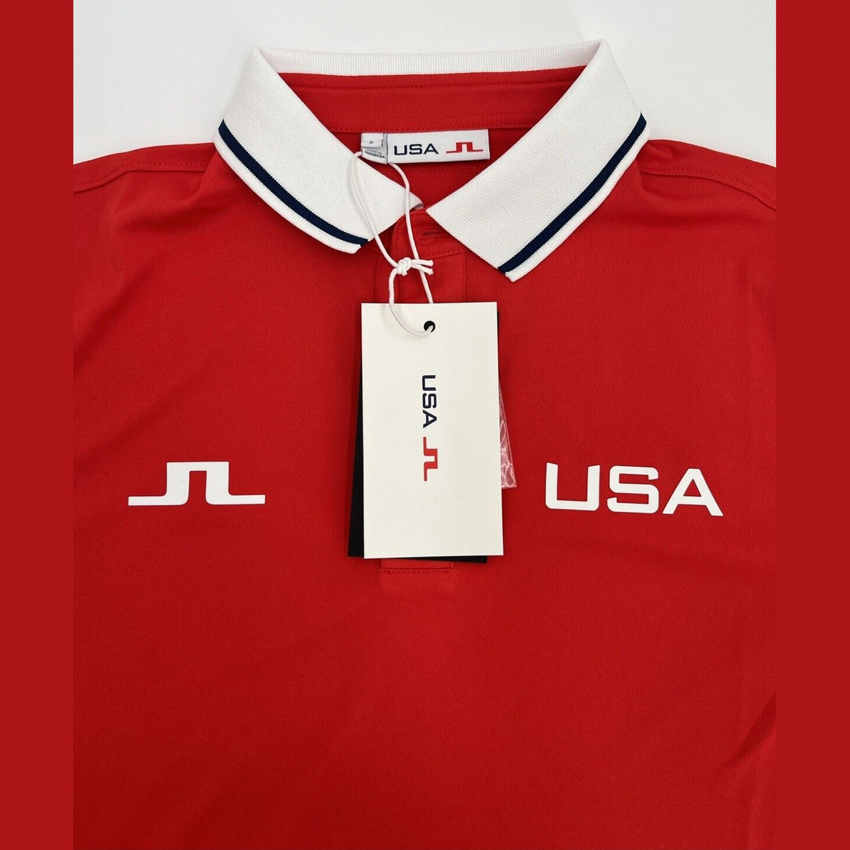 $75 J. Lindeberg Men’s Timeo Regular FIt Golf Polo -Red Flame Scarlet-Small-New