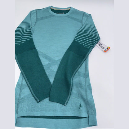 $130 Smartwool Women’s Intraknit Merino Base Layer Crew-Emerald -Small-New Tag