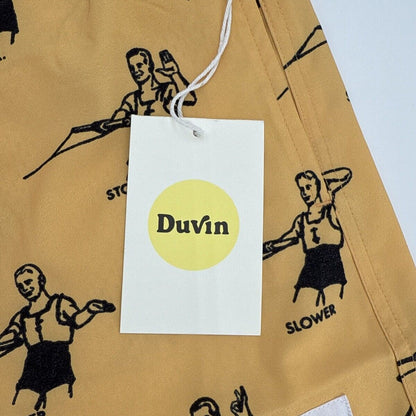 $65 Duvin Design Men's Waterski Swim Trunk Shorts -Yellow/Black-Size: Medium-NEW