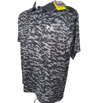 $60 Under Armour Men’s Matchplay Polo Golf Shirt 1377377-Camo Black -Large - New