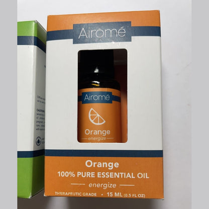 Lot Of 2 Airome 100% Pure Therapeutic Essential Oil - 1 Tea Tree 1 Orange 15ml