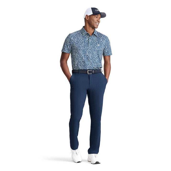 IZOD Men's Micro Print Golf Polo Shirt- Navy Blazer - Large - New Tags $65