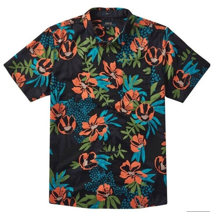 $79 Roark Men’s Journey Tahiti Nui Button S/S Shirt-Black Multi- Small-New Tag