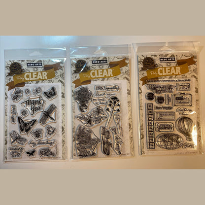 Lot Of 3 Hero Arts Poly Clear Photopolymer Stamps - Combo Lot