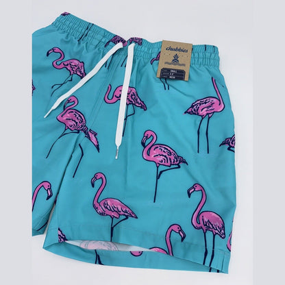 $70 Chubbies The Beach Retreat 5.5" Inseam Swim Trunks-Aqua/Pink -Small -New Tag