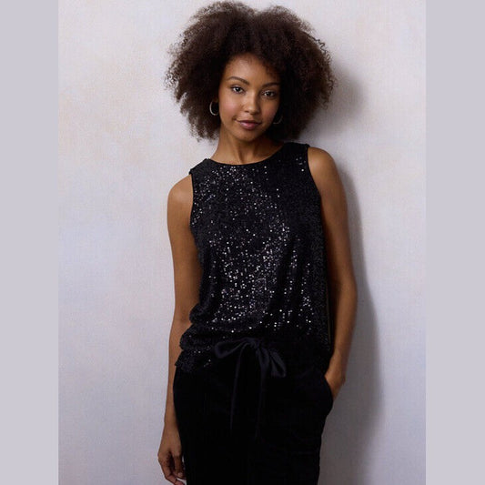 LC Lauren Conrad Women’s Scoopneck Sleeveless - Black Sequin-XSmall-New Tag  $48