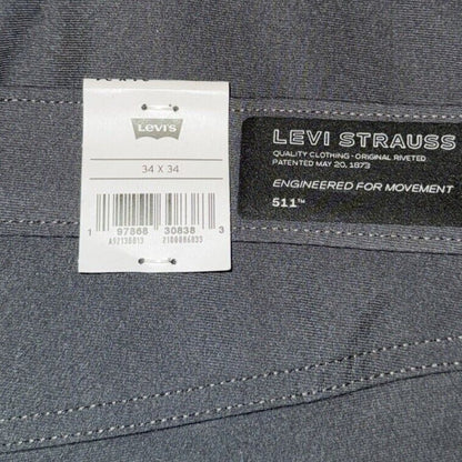 $70 Levi's Men's 511 Slim Tech Pants Stretch A92130010- Grey- 34W 34L - New Tag