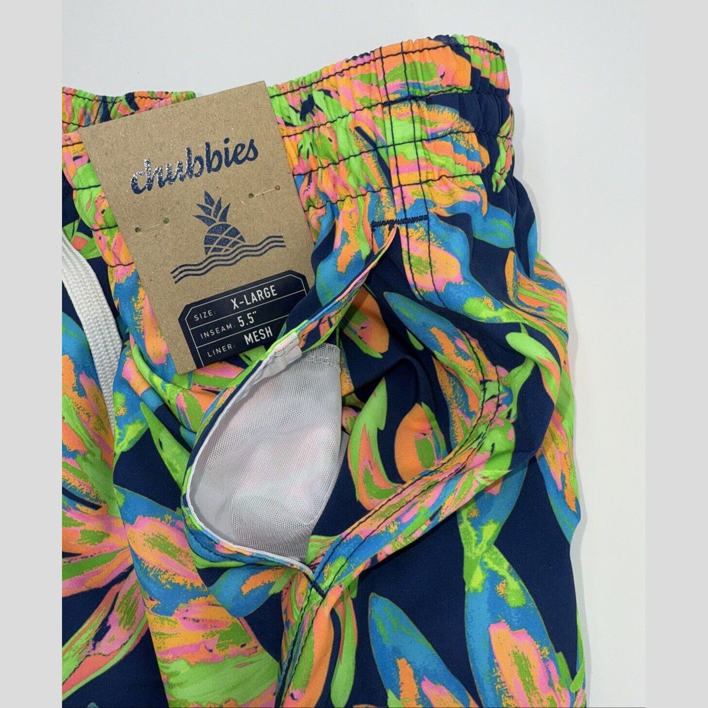 $70 Chubbies The Ocean Flowers 5.5" Inseam Swim Trunks-Multi -XLarge -New Tag