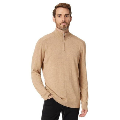 $110 Smartwool Men's Sparwood Zip-Neck Sweater-Toasted Coconut Heather-Small-New