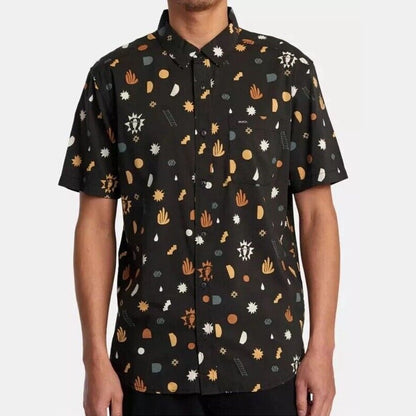 $66 RVCA Men’s ANYTIME S/S Button Shirt - PTK Brown -Size:  Medium - New Tag