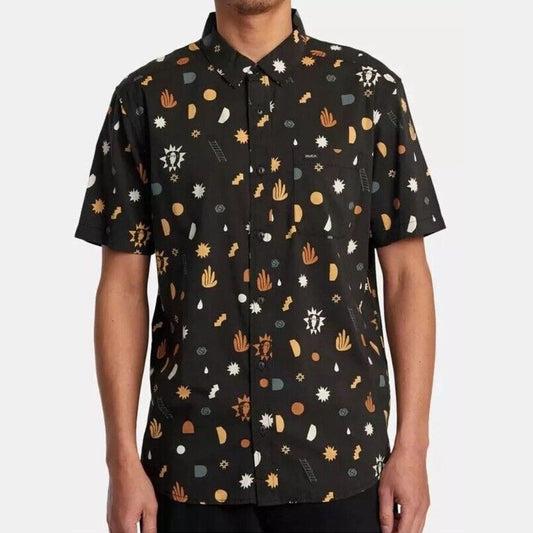 $66 RVCA Men’s ANYTIME S/S Button Shirt - PTK Brown -Size:  Medium - New Tag