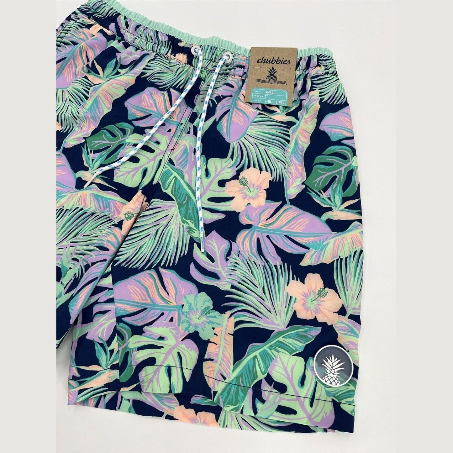 Chubbies Men's Stretch Swim Trunks 7" The Night Faunas -Multi-Small-New $79.50