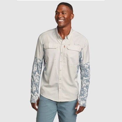 $90 Eddie Bauer Men’s Twin Hybrid Shirt Long Sleeve Button Down-Grey-Small-New