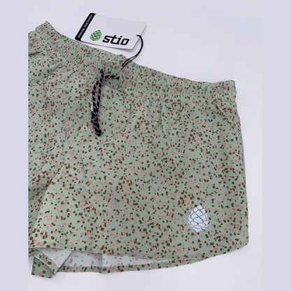 $79 Stio Women’s Speckles Athletic Lined 3" Run Shorts- Lichen Green-Medium-New