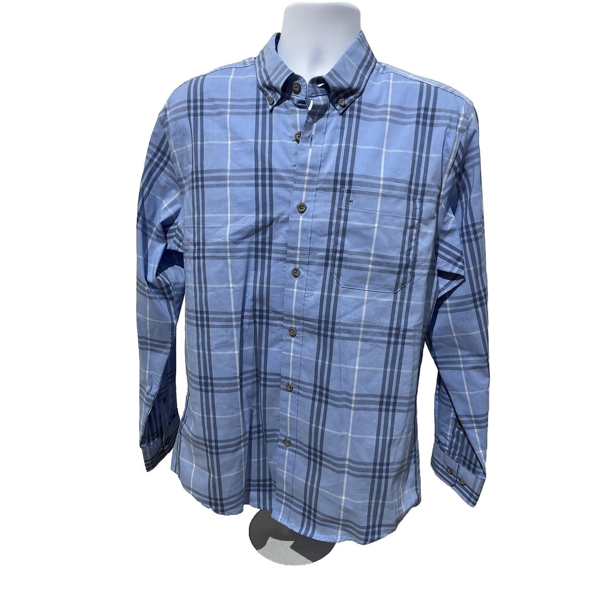 Eddie Bauer Men’s Voyager Shirt Long Sleeve-Peak Blue -Medium-New Tag $75