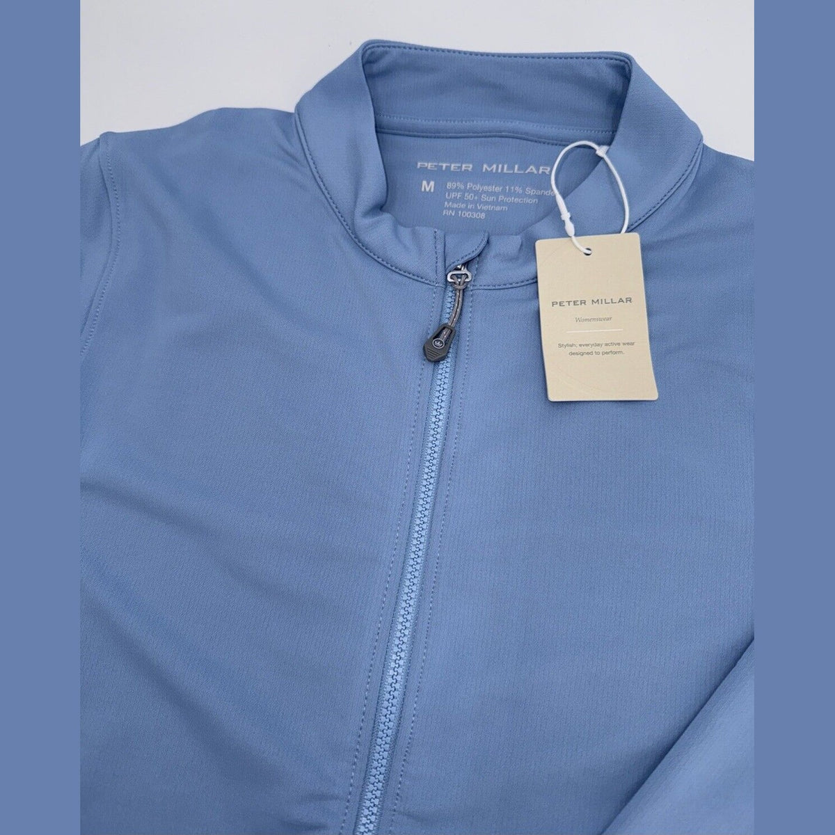 $195 Peter Millar Women’s Katy Full Zip Layer Jacket - Channel Blue- Medium-New
