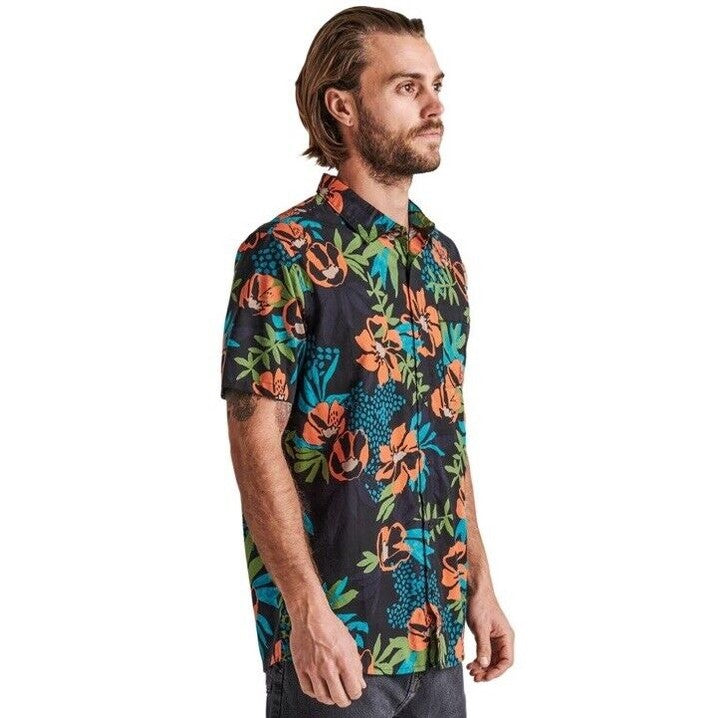 $79 Roark Men’s Journey Tahiti Nui Button S/S Shirt-Black Multi- Small-New Tag