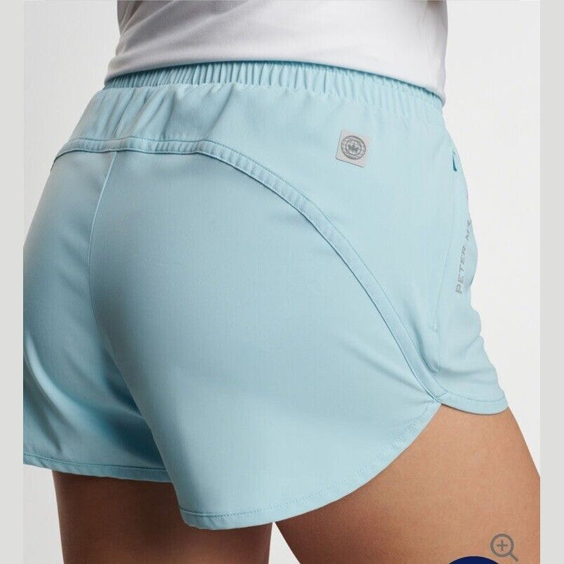 $80 Peter Millar Women's Meridian Performance Running Short-Cirrus Blue-Large