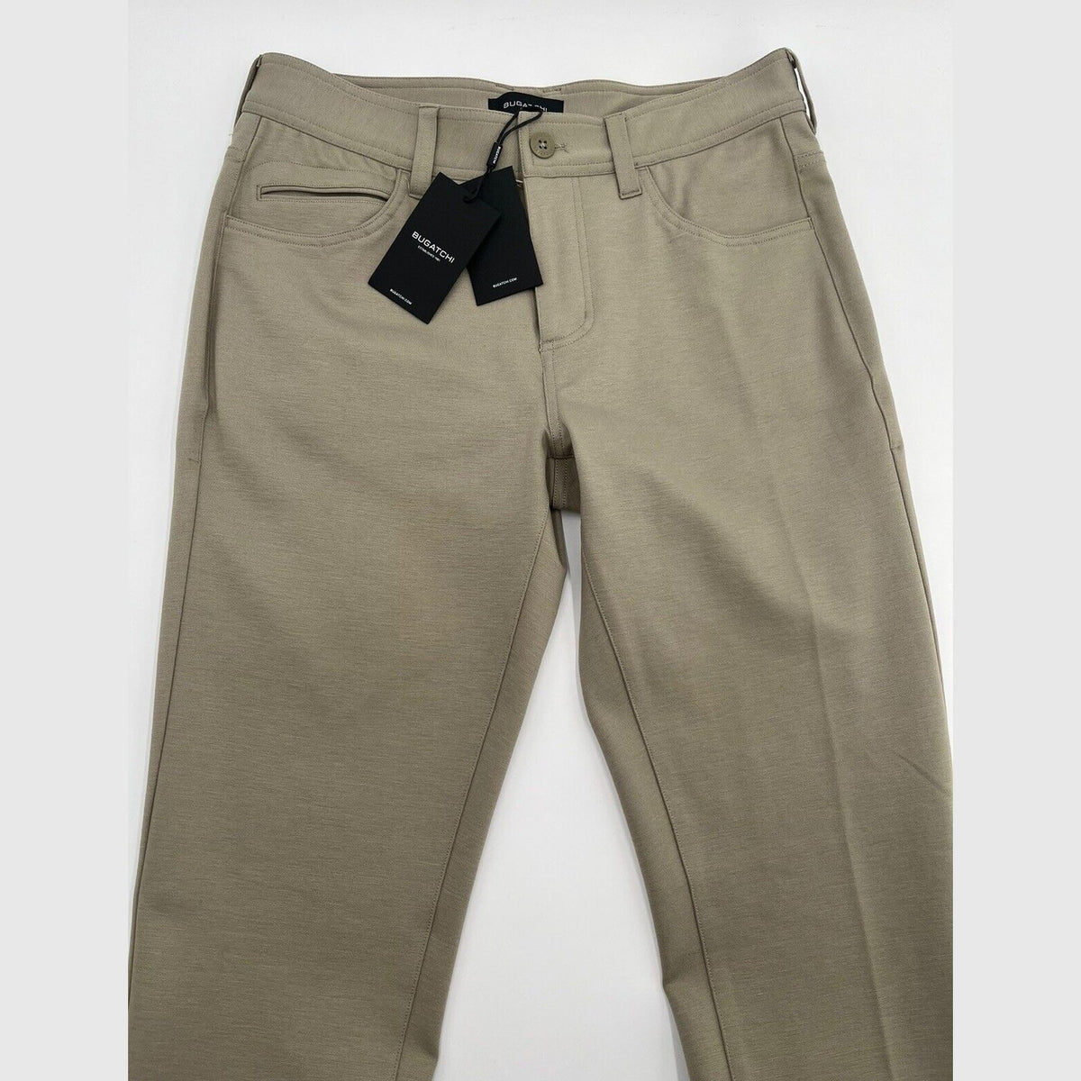 Bugatchi Men's 5 Pocket Stretch-Knit Performance Pants-Beige- 30W 32L-New $179