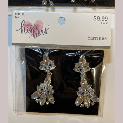 Combo Lot 3 PCs Studio His & Hers WEDDING Set: Hair Comb - Headpiece - Earrings