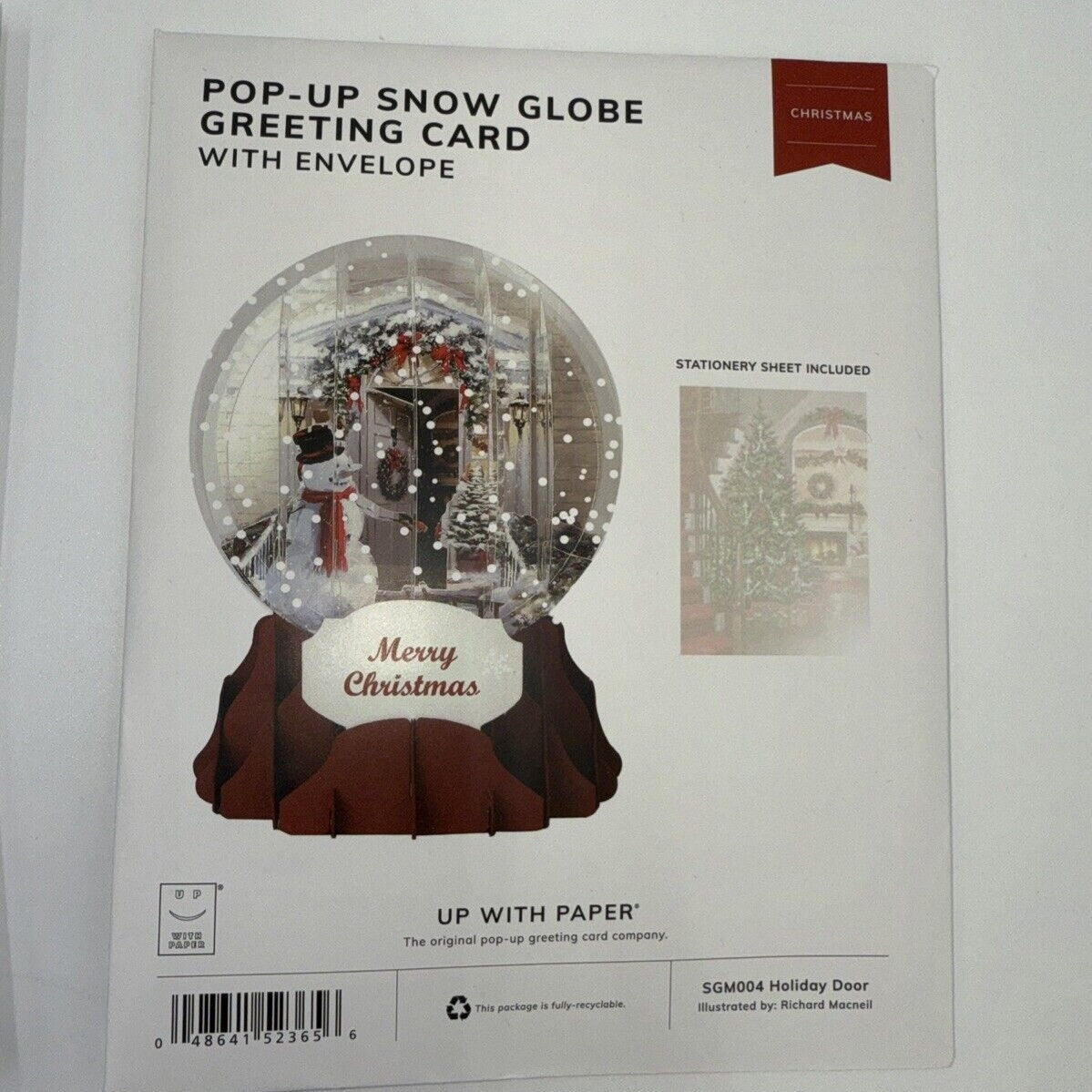 Lot Of 3  Up With Paper Snow Globe Pop Up -  Christmas Cards - You Get 3 Cards!