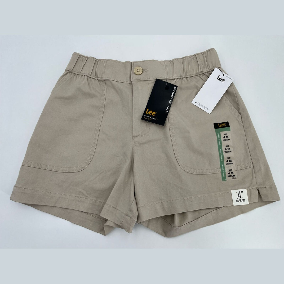 Lee Women's Ultra Lux High-Rise Pull-on Utility Shorts-Greige Beige-Medium-New