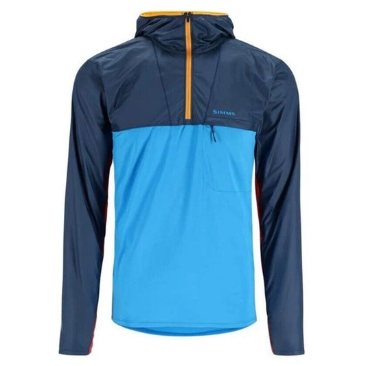 $130 Simms Men's SolarFlex Wind Hoodie - Blue Multi Color- Medium-New Tags