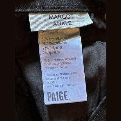 PAIGE Women’s Margot Ankle Denim Jeans  On Purpose Knee Holes-Black- 30W- New