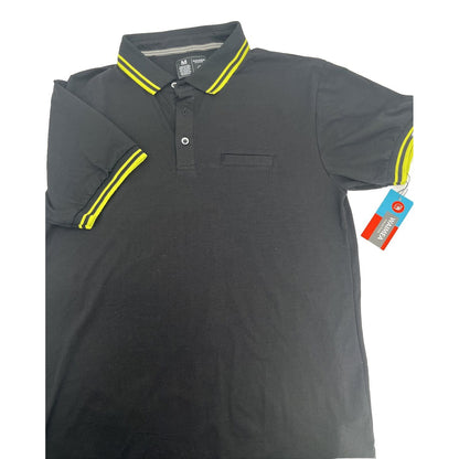 $85 Waimea Men’s Eagle Lake Short Sleeve Polo Shirt- Black/Yellow-Medium-New