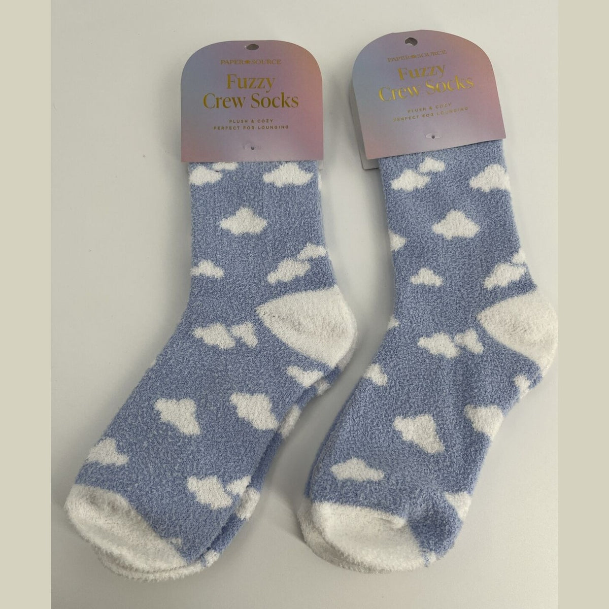 Paper Source Women's Casual Fuzzy Soft Lounging Socks- Blue/White- One Size Fits