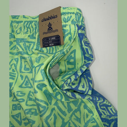 $70 Chubbies The Shakedowns 5.5" Inseam Swim Trunks-Green Blue -XLarge -New Tag