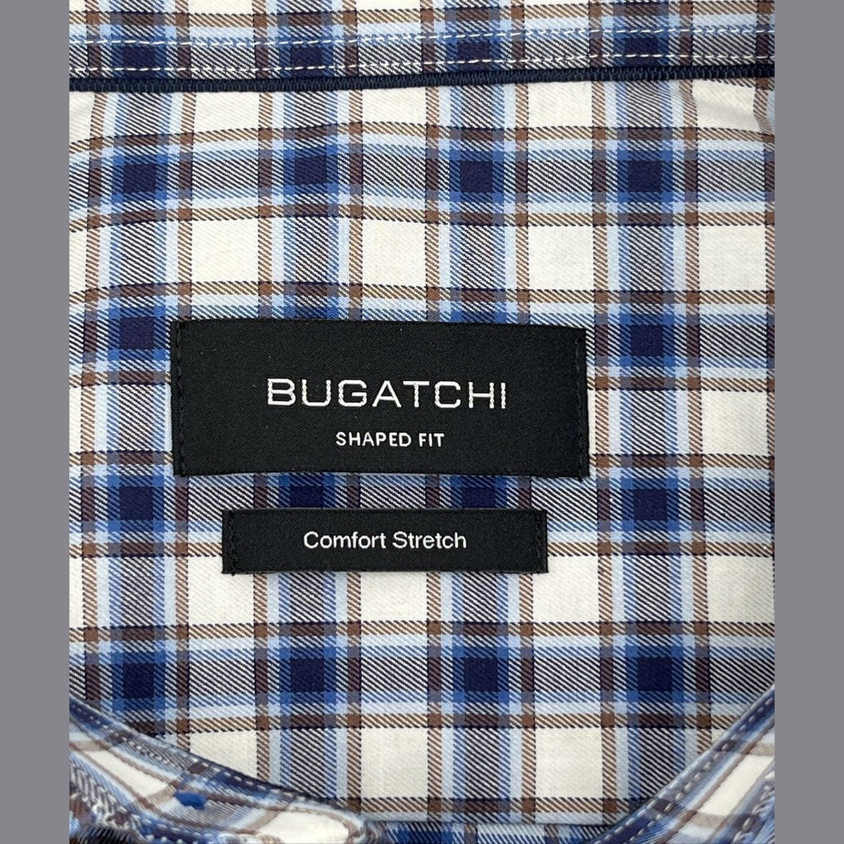 Bugatchi Uomo Men’s Plaid Dress Shirt Long Sleeve -Blue White-Medium- New $149